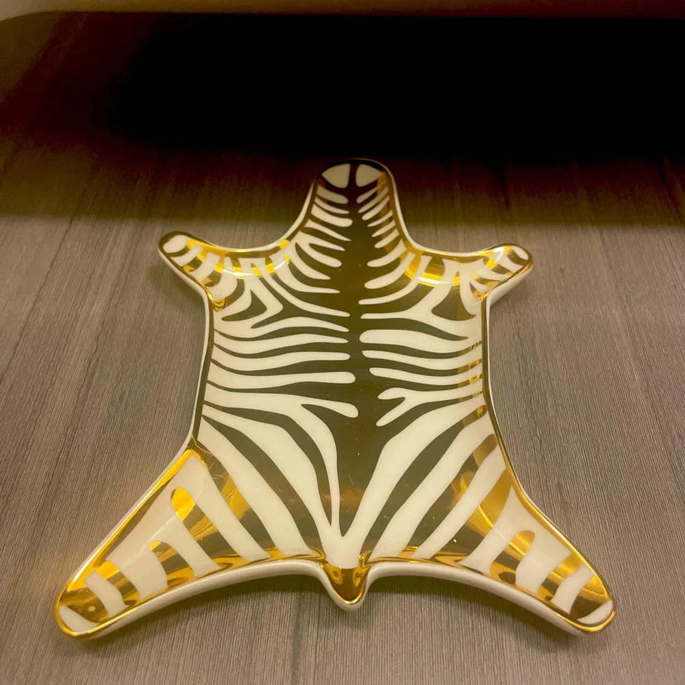 Jonathan Adler Gold Zebra Print Decorative Tray